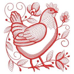 Redwork Rooster and Hen 03(Sm) machine embroidery designs