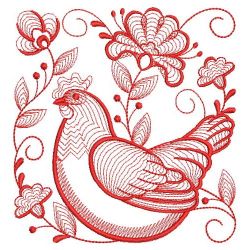 Redwork Rooster and Hen 04(Md) machine embroidery designs