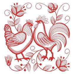 Redwork Rooster and Hen 06(Sm) machine embroidery designs