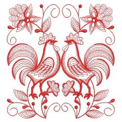 Redwork Rooster and Hen 08(Lg)