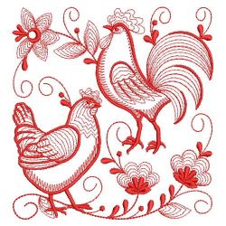 Redwork Rooster and Hen 09(Sm)