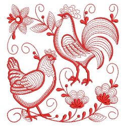 Redwork Rooster and Hen 09(Sm) machine embroidery designs