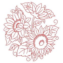 Redwork Sunflowers 07(Lg) machine embroidery designs