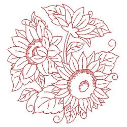 Redwork Sunflowers 07(Md) machine embroidery designs