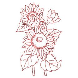 Redwork Sunflowers 08(Sm) machine embroidery designs