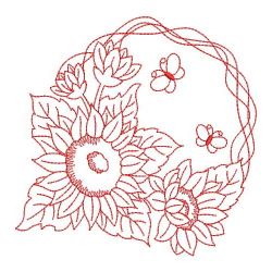 Redwork Sunflowers 10(Md) machine embroidery designs