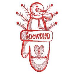 Redwork Country Snowman 04(Lg)