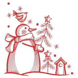 Redwork Country Snowman 08(Sm) machine embroidery designs