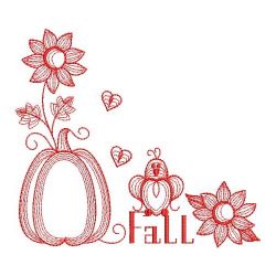 Redwork Autumn Pumpkins 04(Sm) machine embroidery designs