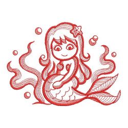 Redwork Little Mermaids 07(Md) machine embroidery designs