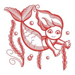 Redwork Little Mermaids 08(Sm) machine embroidery designs