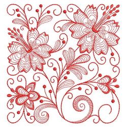 Redwork Jacobean Flowers 09(Lg)