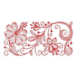 Redwork Jacobean Flowers 10(Lg)