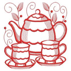 Redwork Tea Time 02(Sm) machine embroidery designs
