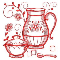 Redwork Tea Time 03(Sm) machine embroidery designs