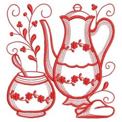 Redwork Tea Time 04(Lg) machine embroidery designs