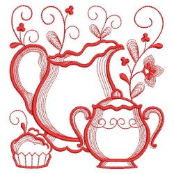 Redwork Tea Time 05(Lg) machine embroidery designs