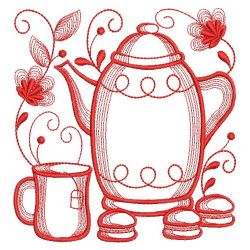 Redwork Tea Time 06(Lg) machine embroidery designs