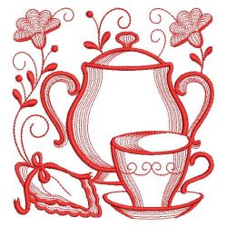 Redwork Tea Time 09(Lg) machine embroidery designs