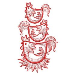 Redwork Rippled Roosters 03(Lg) machine embroidery designs