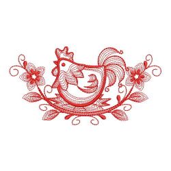 Redwork Rippled Roosters 05(Lg) machine embroidery designs
