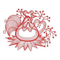 Redwork Rippled Roosters 07(Md) machine embroidery designs
