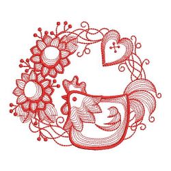 Redwork Rippled Roosters 10(Md) machine embroidery designs
