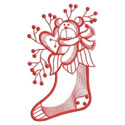 Redwork Christmas Stockings 05(Sm)