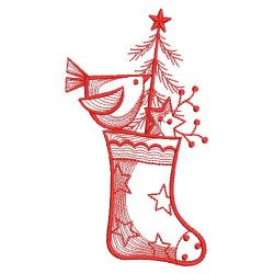 Redwork Christmas Stockings 06(Sm)