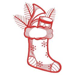 Redwork Christmas Stockings 10(Sm)