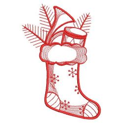 Redwork Christmas Stockings 10(Lg)