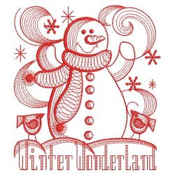 Redwork Winter Snowman 03(Md) machine embroidery designs