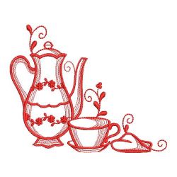 Redwork Tea Time Corners(Lg) machine embroidery designs