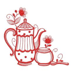 Redwork Tea Time Corners 02(Md) machine embroidery designs