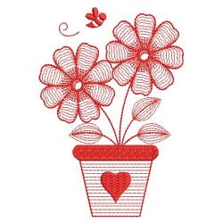 Redwork Rippled Daisy 04(Sm) machine embroidery designs