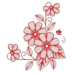 Redwork Rippled Daisy 06(Md) machine embroidery designs