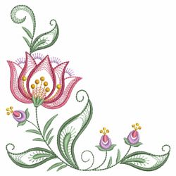 Rippled Jacobean Flower Corners 01(Sm) machine embroidery designs