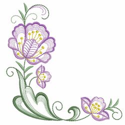Rippled Jacobean Flower Corners 02(Md) machine embroidery designs