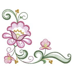 Rippled Jacobean Flower Corners 04(Sm) machine embroidery designs