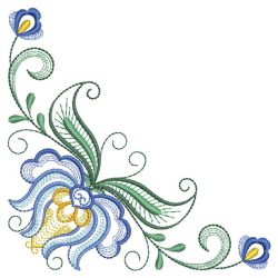 Rippled Jacobean Flower Corners 05(Sm) machine embroidery designs