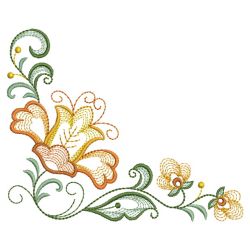 Rippled Jacobean Flower Corners 07(Md) machine embroidery designs