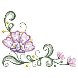 Rippled Jacobean Flower Corners 08(Lg) machine embroidery designs