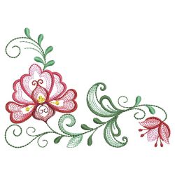 Rippled Jacobean Flower Corners 09(Md) machine embroidery designs