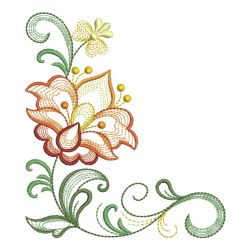 Rippled Jacobean Flower Corners 10(Lg) machine embroidery designs