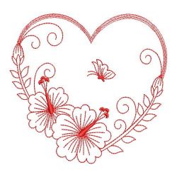 Redwork Hibiscus 06(Sm) machine embroidery designs