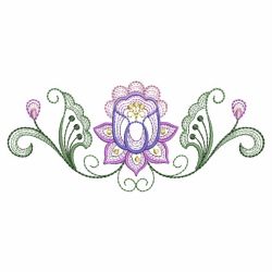 Rippled Jacobean Flower Borders 03(Sm) machine embroidery designs