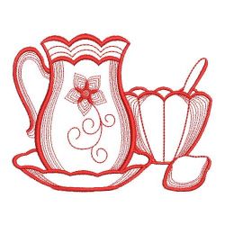 Redwork Tea Time 07(Md) machine embroidery designs