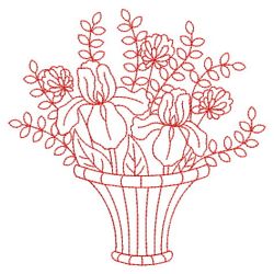 Redwork Flower Baskets 03(Sm) machine embroidery designs