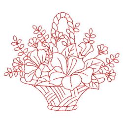 Redwork Flower Baskets 04(Md) machine embroidery designs