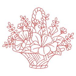 Redwork Flower Baskets 04(Sm) machine embroidery designs